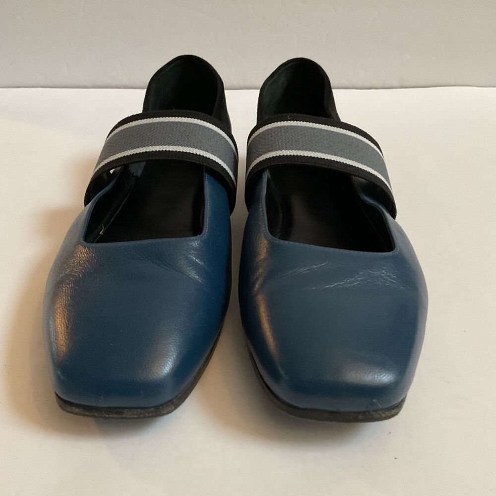 M.Gemi The Ballare Ballet Flats 39.5 US 8.5 Leather Blue Square Toe Italy Luxe - Picture 10 of 10